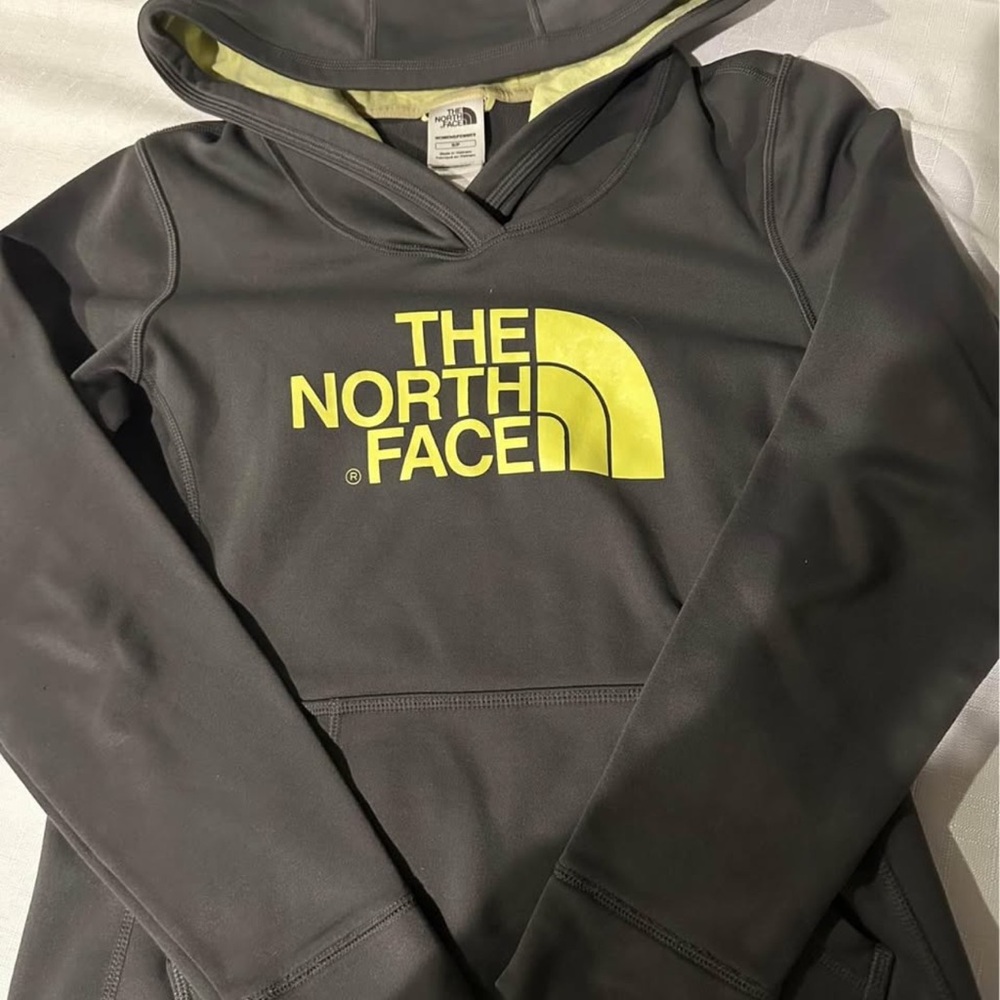 The North Face Womens Charcoal Hoodie with Yellow Logo